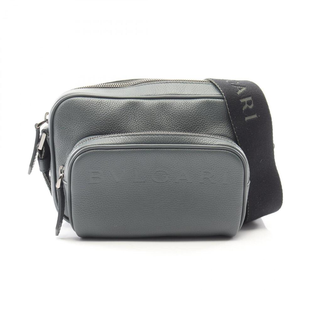 BVLGARI Bulgari Man Camera Bag Shoulder Handbag Leather Men's Green 291914